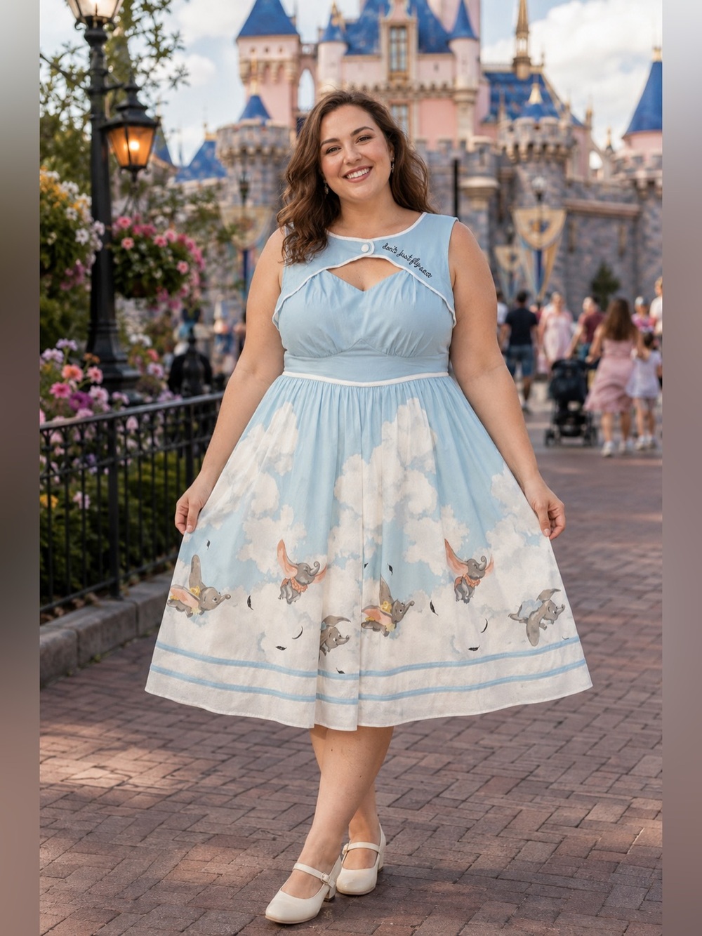 Disney Parks Her Universe Dress Shop Dumbo Don’t Just Fly Soar midi Dress 1X NWT